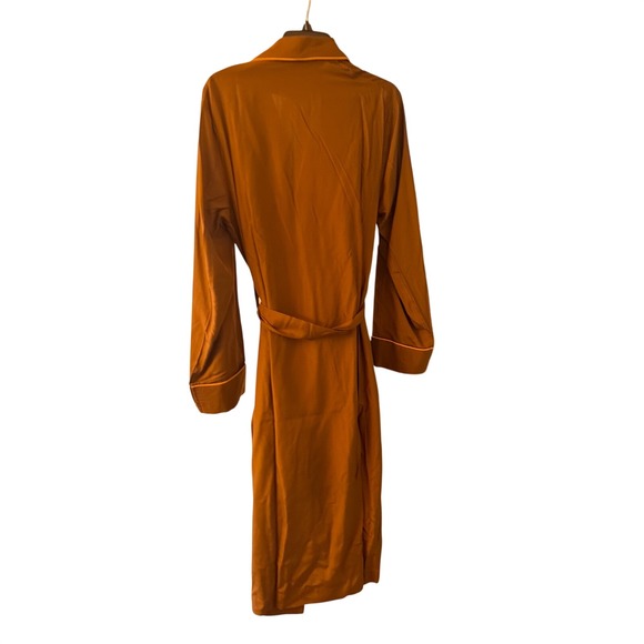 Vintage Dynasty Brown Robe Smoking Jacket Yellow Piping Hong Kong British Colony - Picture 4 of 5